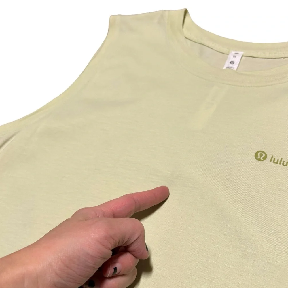 Lululemon All Yours Graphic Tank Dewy Pale Yellow Sleeveless Top Size 10
